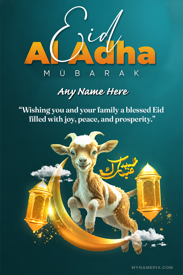Eid ul Adha wishing banner cartoonic with name and quote | trending | whats new | MyNamePix